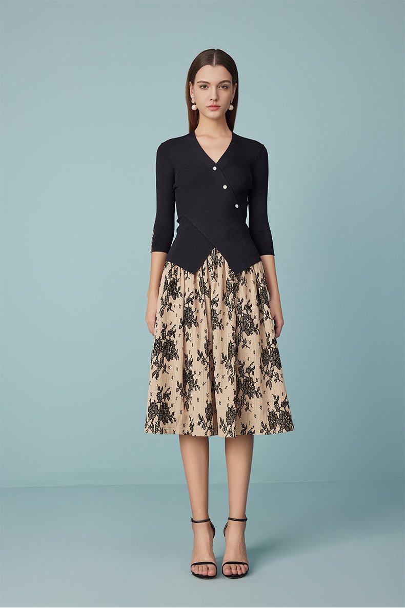 Elegant high-waisted A-line skirt for spring