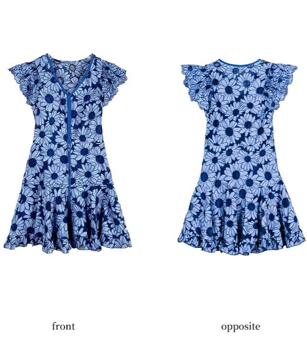 Embroidered Lace Fly Sleeve Little Daisy Lace Dress