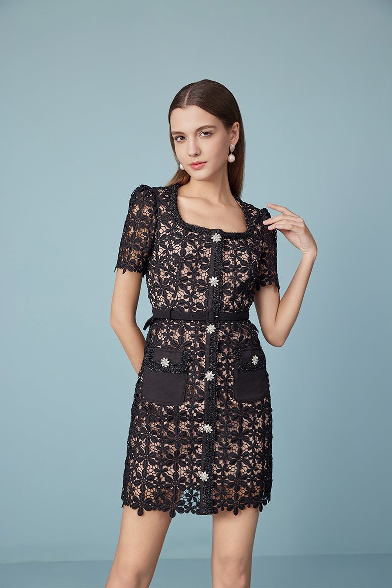 Spring New Short Sleeve Lace French Dresses