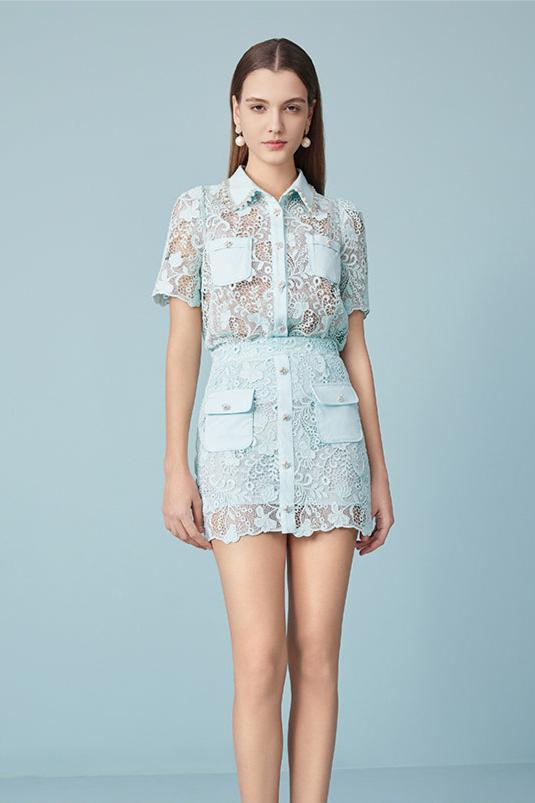 New French Hollow Lace Shirt