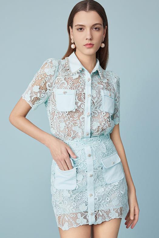 New French Hollow Lace Shirt