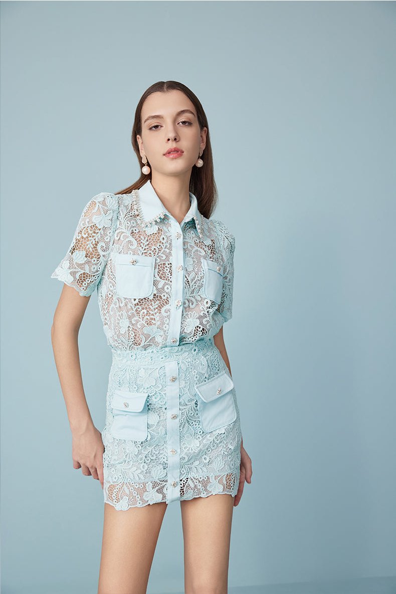 New French Hollow Lace Shirt
