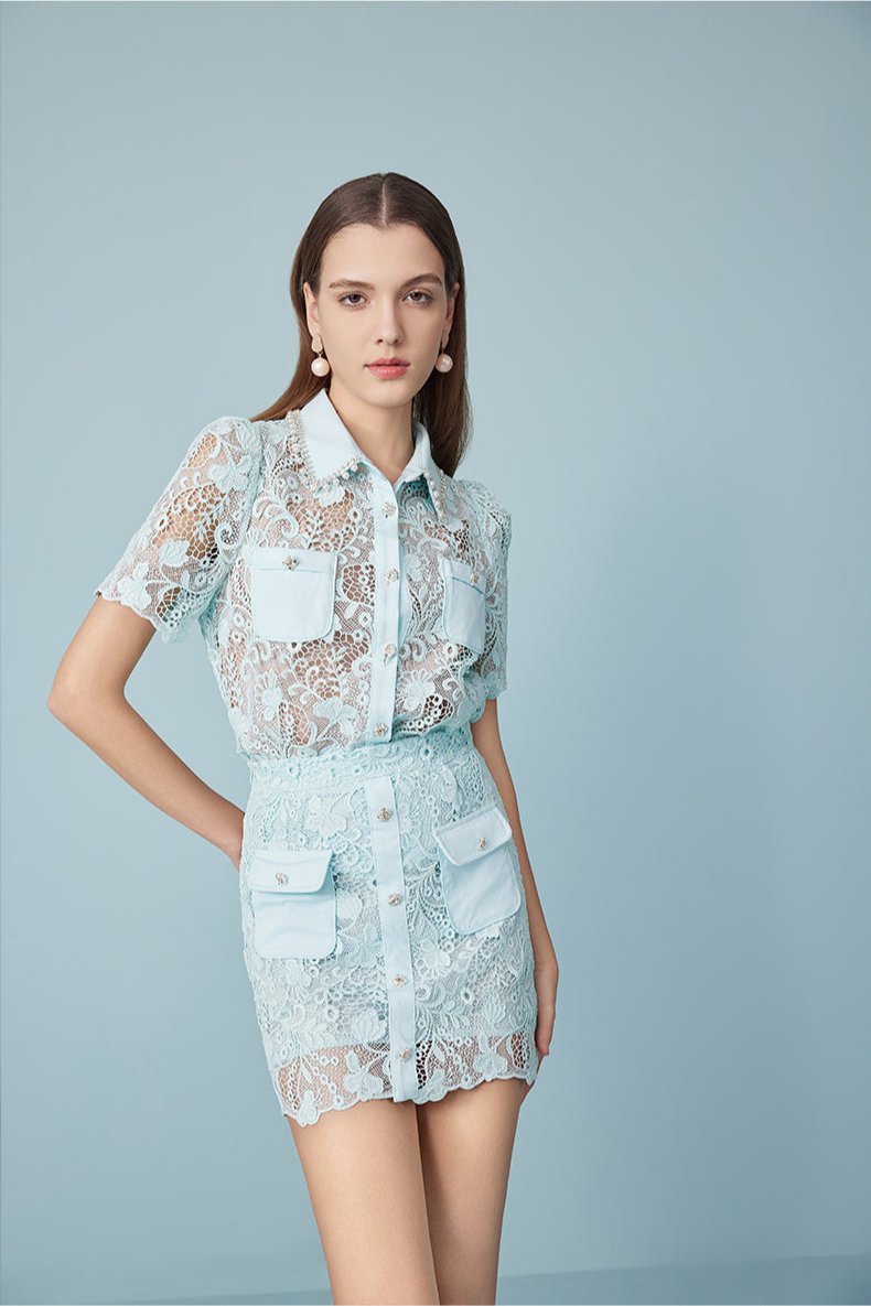New French Hollow Lace Shirt