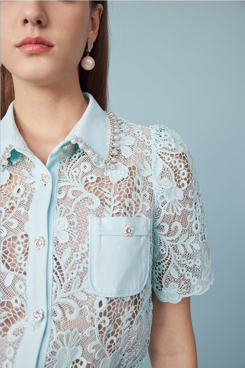 New French Hollow Lace Shirt