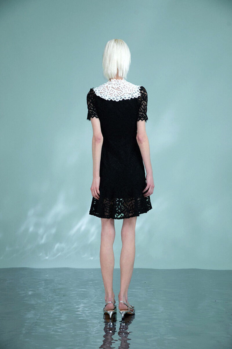 Lace Black French Halter Dress