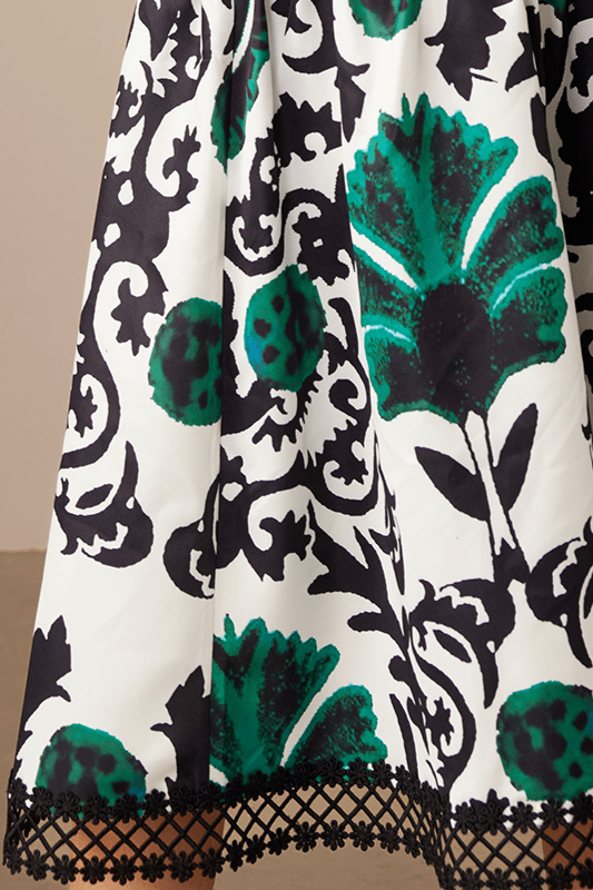 Jewel green floral skirt