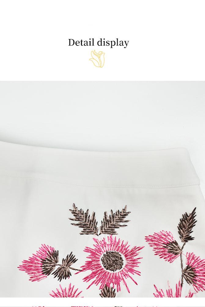 New fringed high waist embroidered skirt