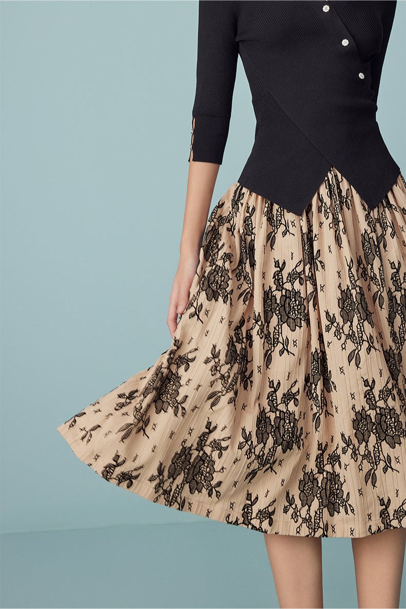Elegant high-waisted A-line skirt for spring
