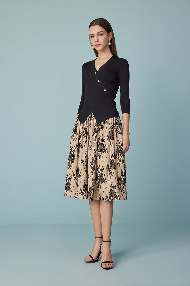 Elegant high-waisted A-line skirt for spring