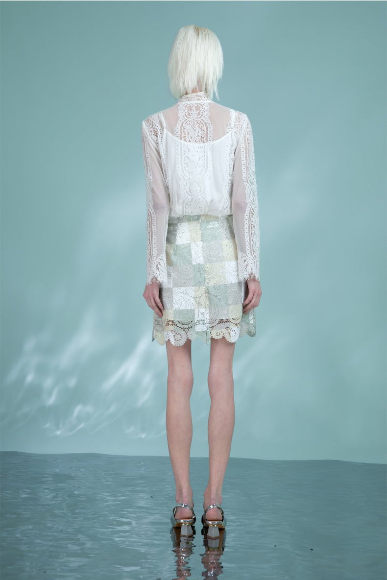 High-waisted versatile elegant lace skirt