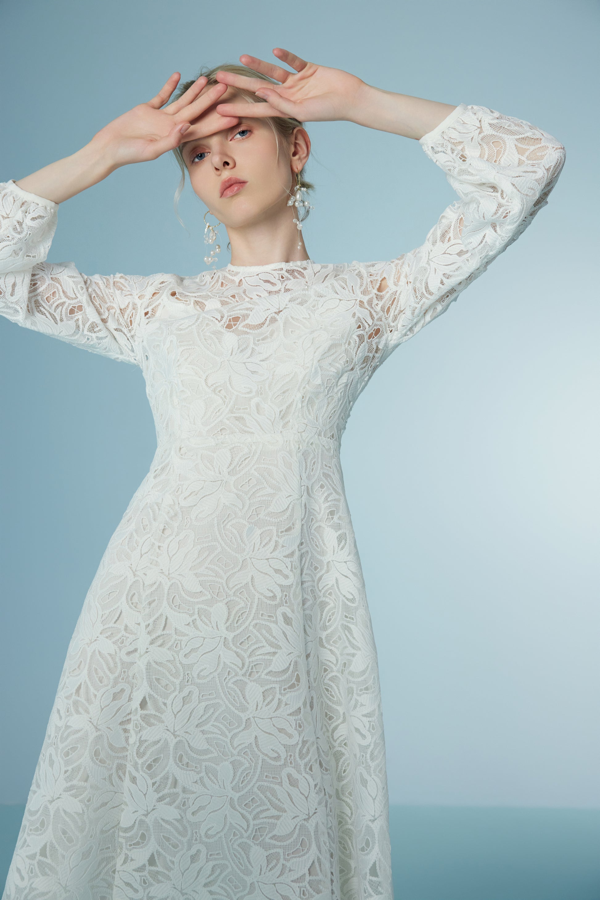 Long Sleeve Wispy White Lace Dress