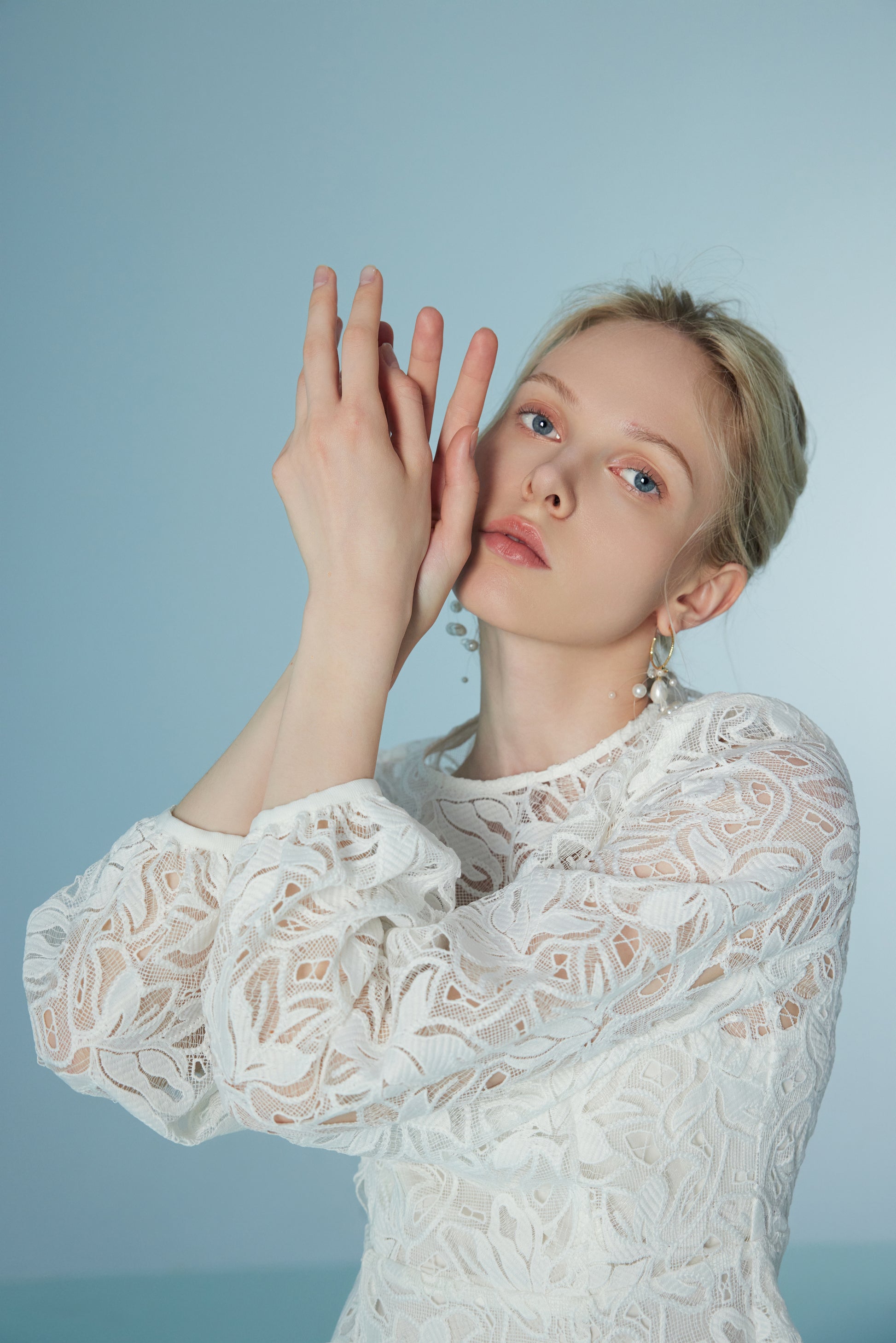 Long Sleeve Wispy White Lace Dress