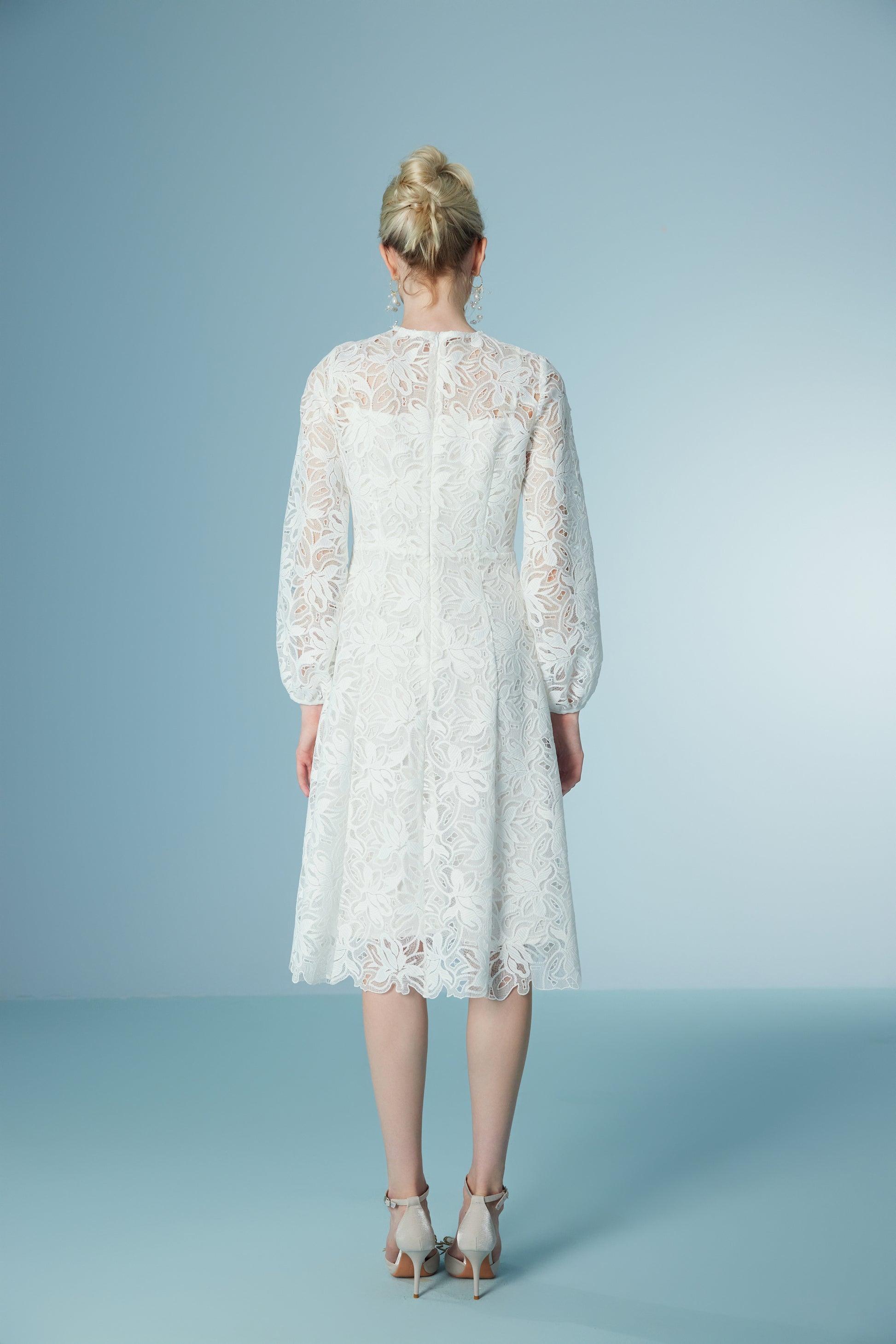 Long Sleeve Wispy White Lace Dress