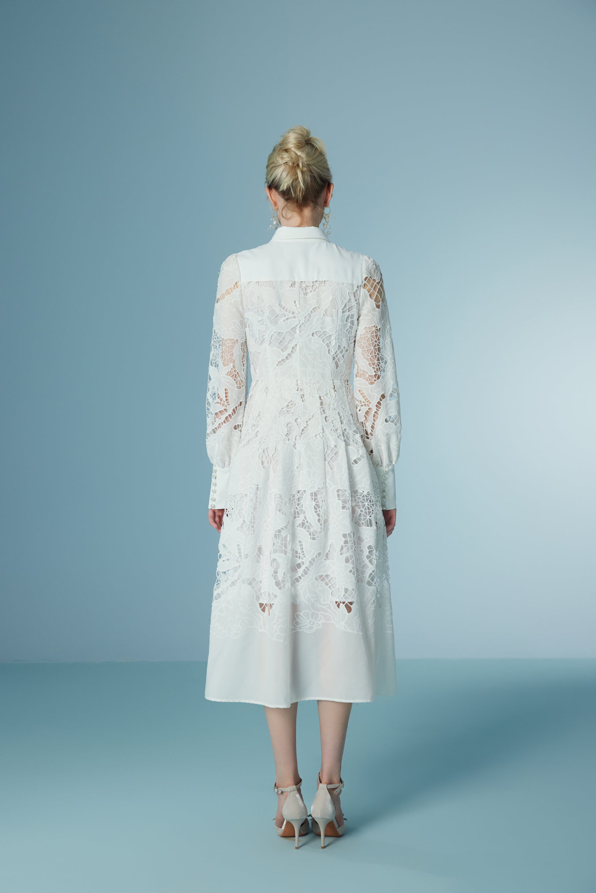 Wispy Long Sleeve Lace Floral Long Primrose Dress