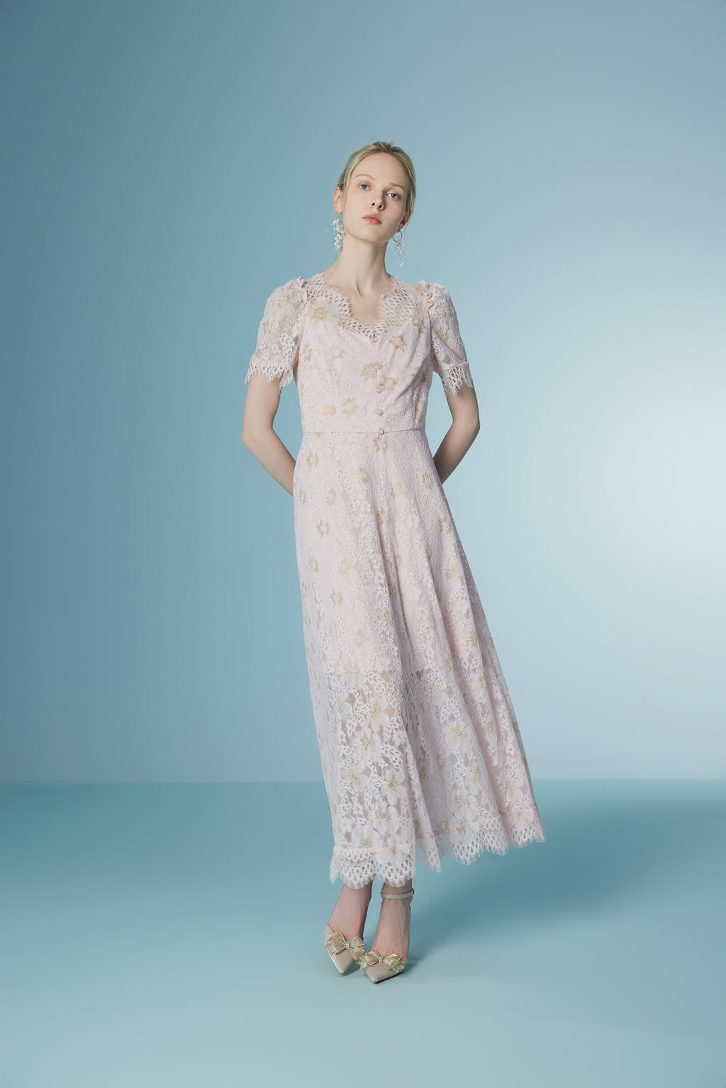 Lace Patchwork Floral Pink Dress