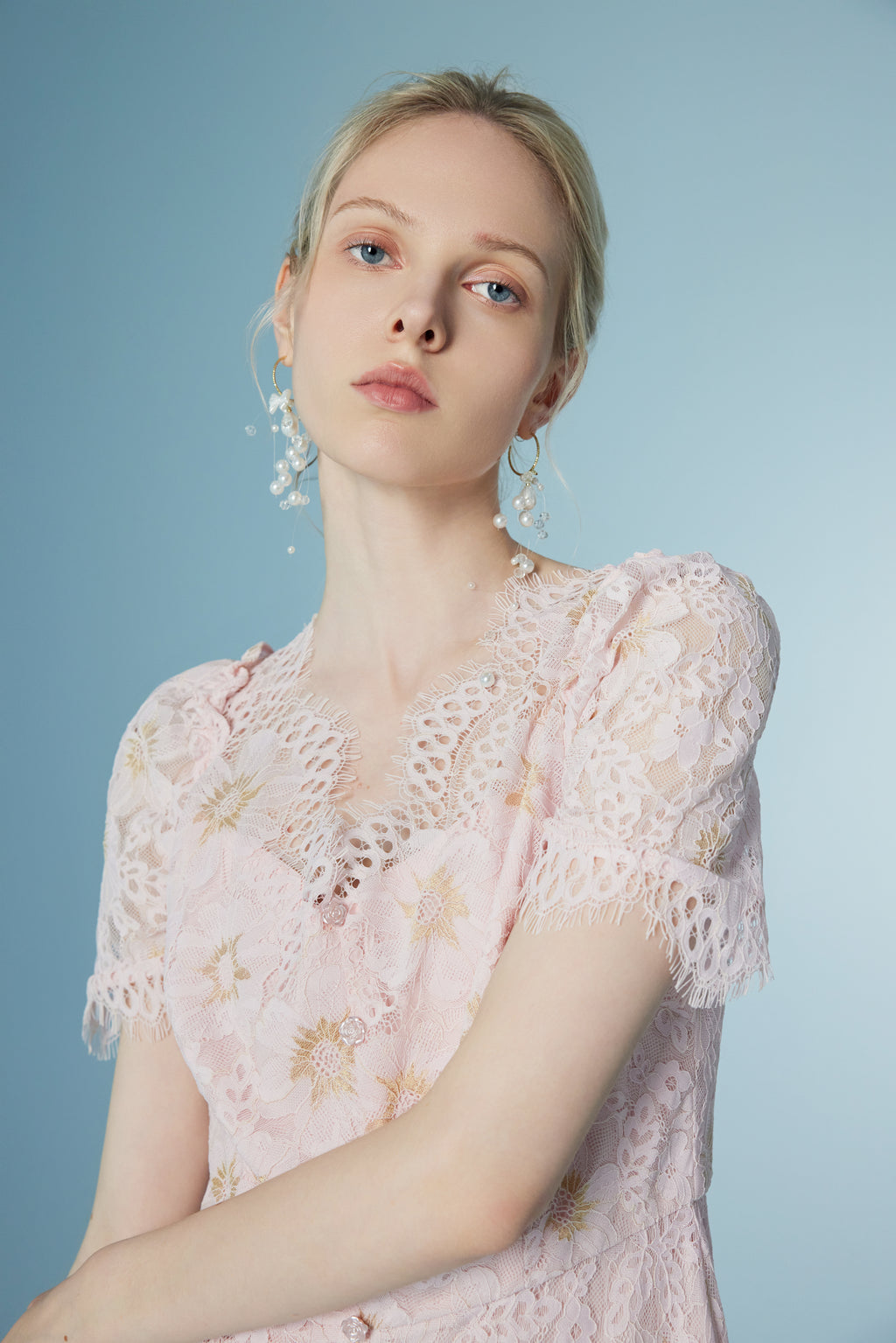 Lace Patchwork Floral Pink Dress
