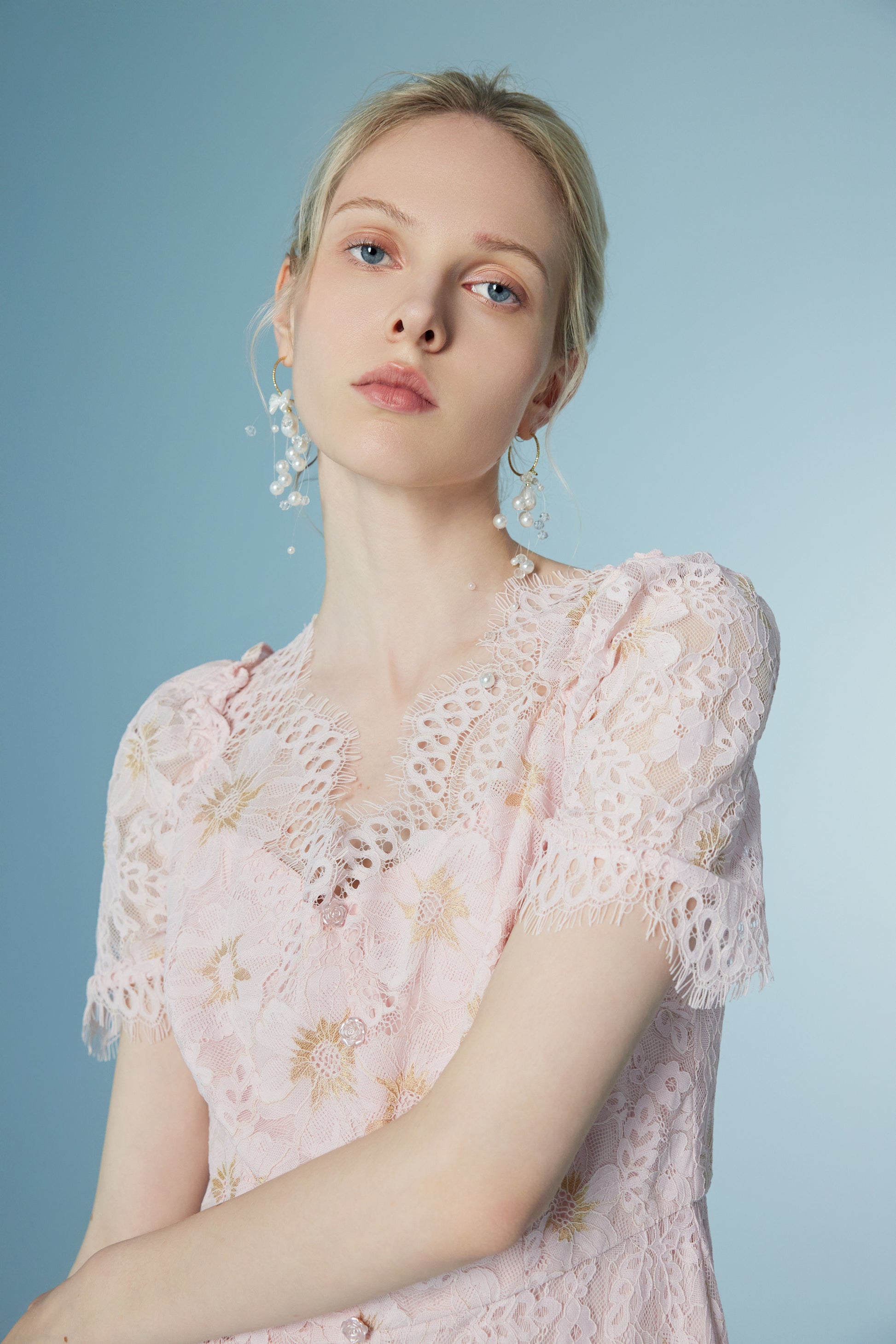 Lace Patchwork Floral Pink Dress