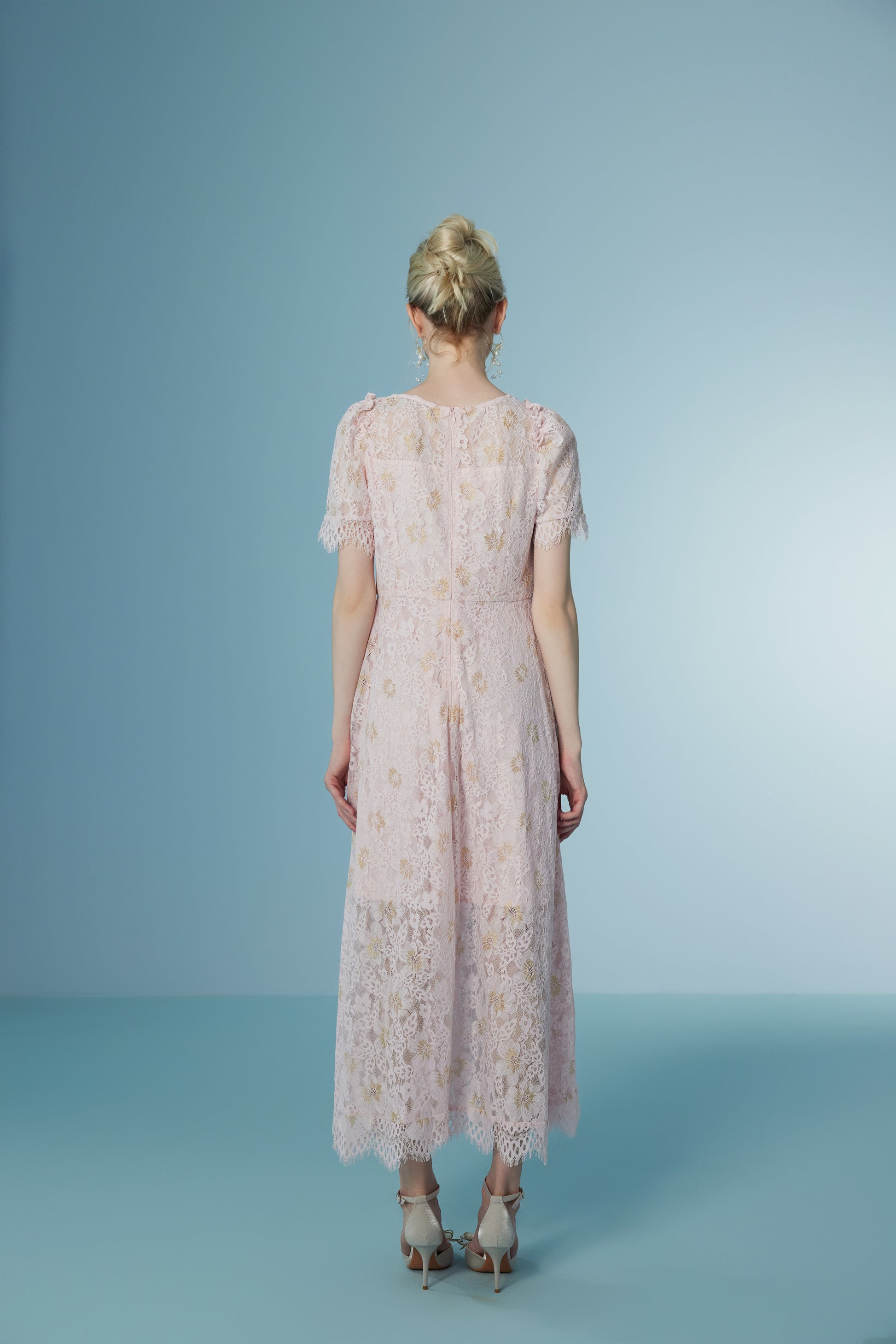 Lace Patchwork Floral Pink Dress