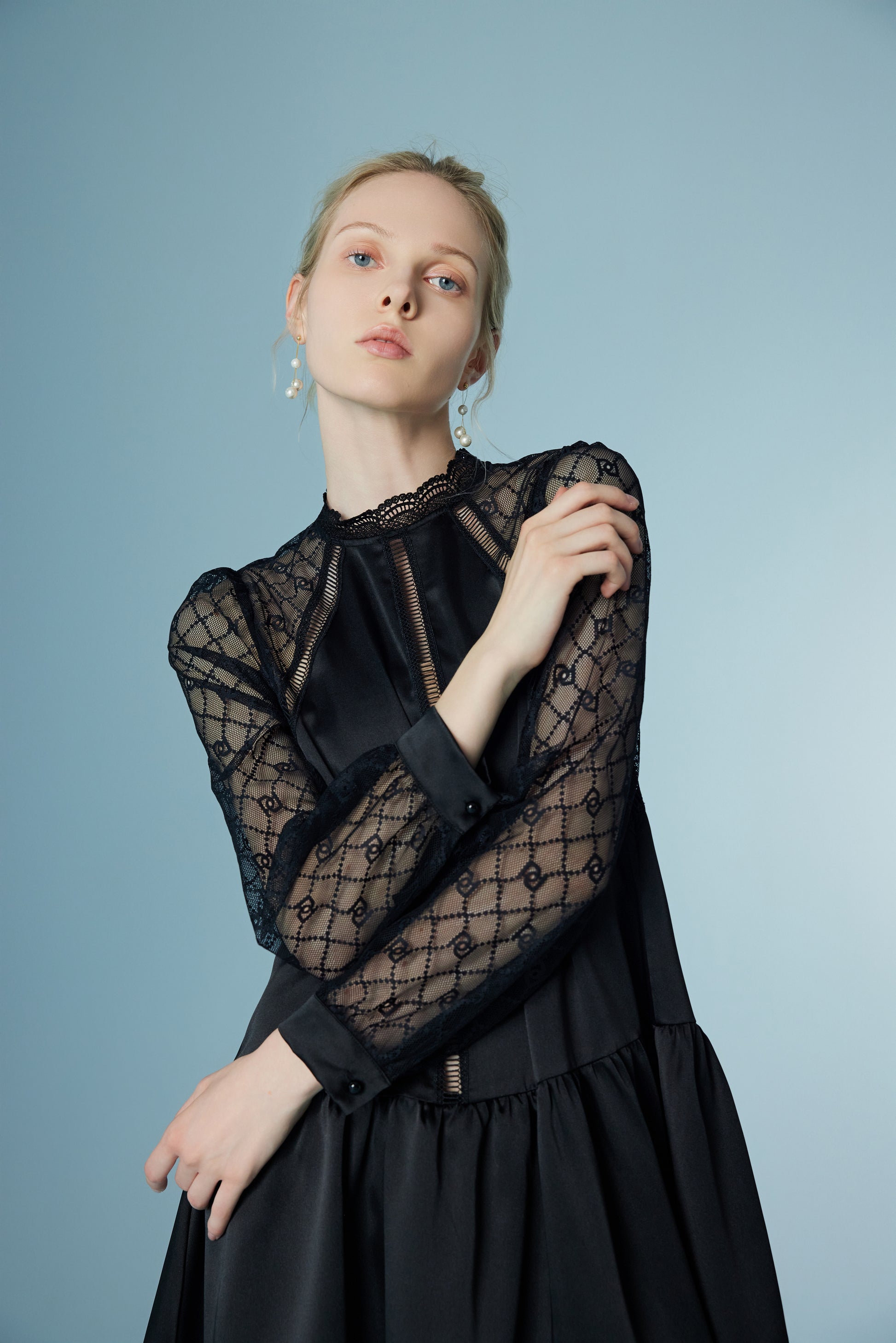 Wispy Long Sleeve Lace Short Dress