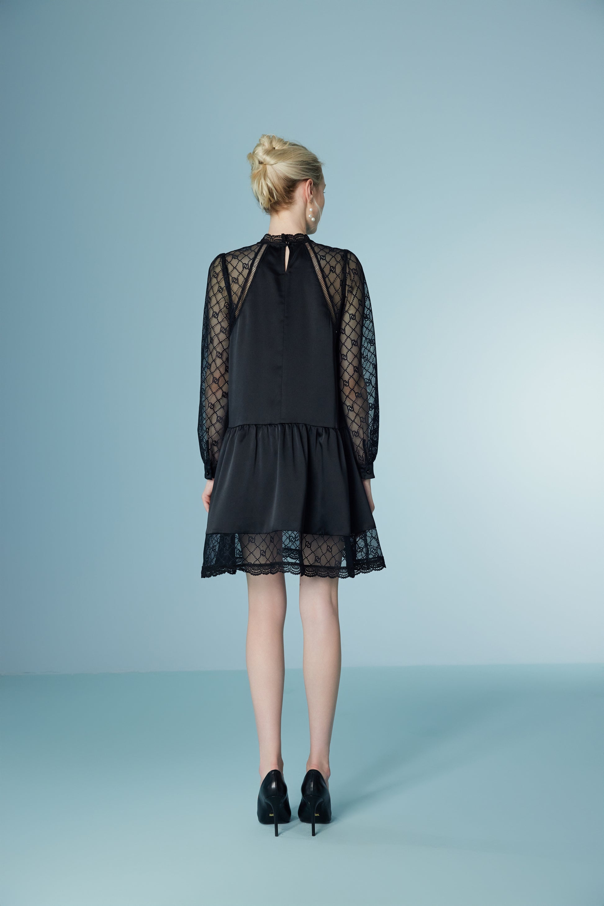 Wispy Long Sleeve Lace Short Dress