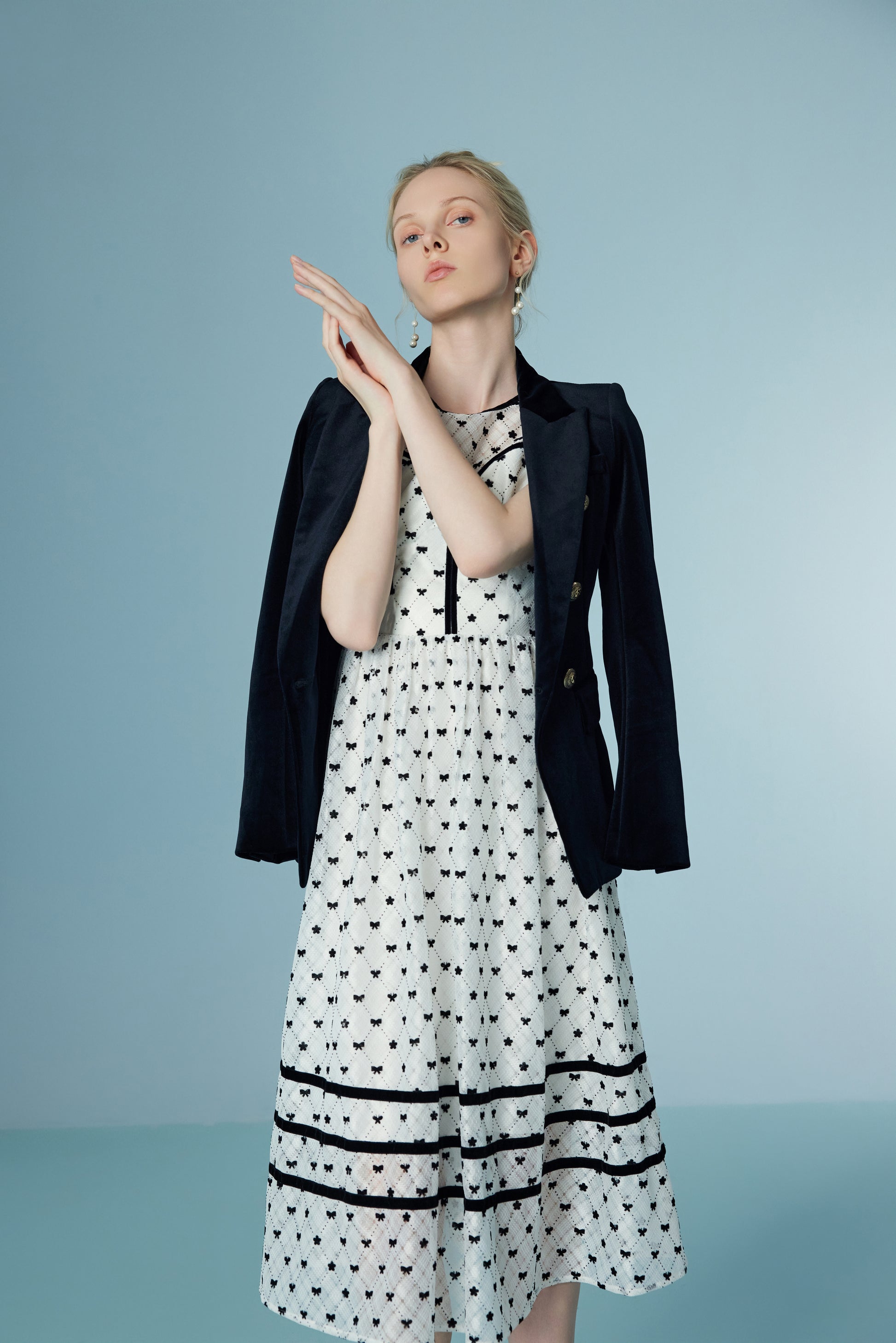 Sleeveless Polka Dot Lace Mesh Dress