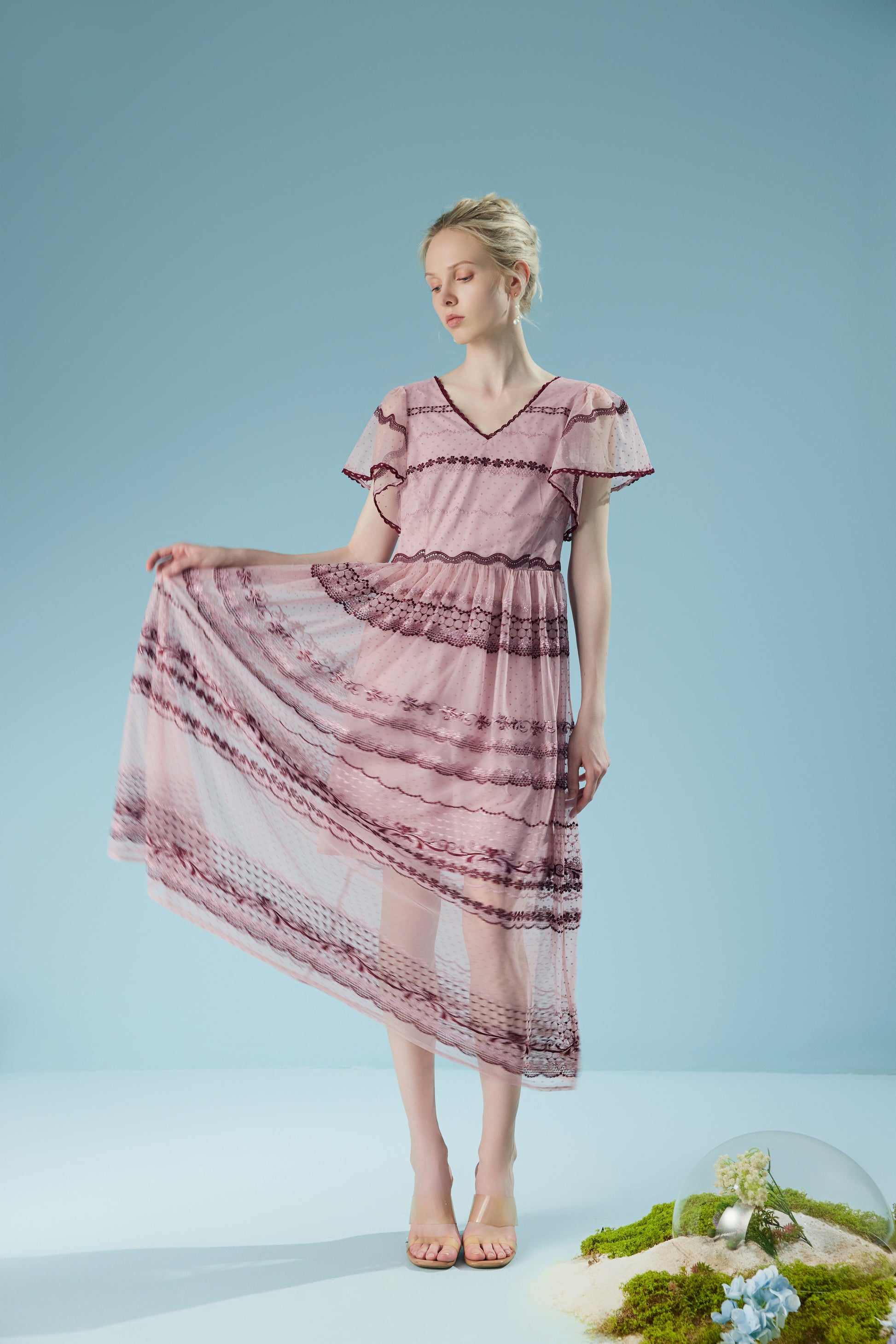 Mesh See-Through Lace Dress